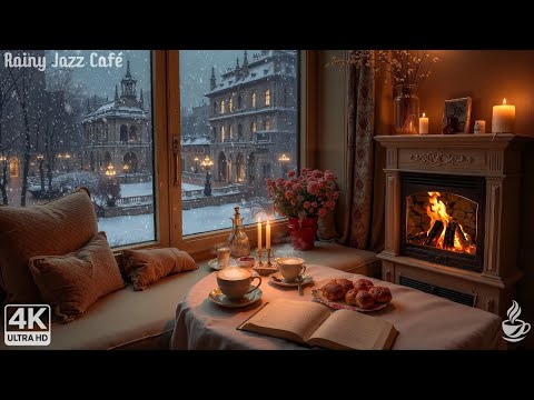 Cozy Winter Coffee Shop ☕ Smooth Jazz Instrumental & Fireplace Sound | Focus Music