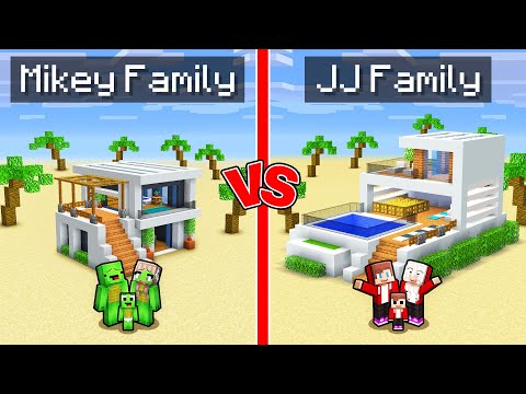 Mikey Family vs JJ Family Modern Summer House Survival Battle in Minecraft (Maizen)