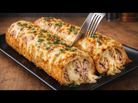 Kartoffelroulade mit Thunfisch und Käse! Dieses leckere Gericht wird allen sofort schmecken!