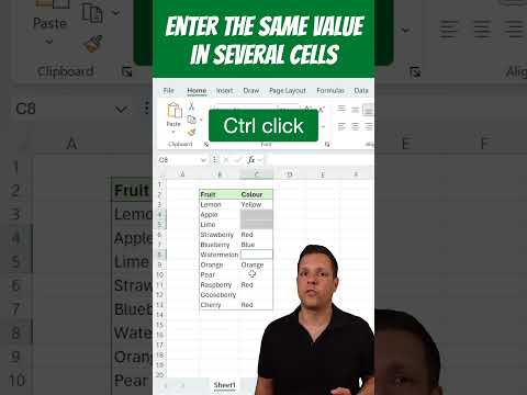 Enter the same value in several cells