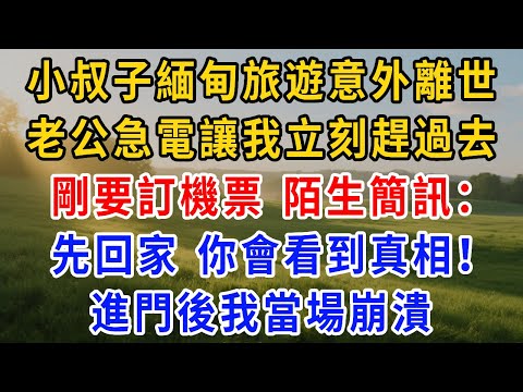 小叔子緬甸旅遊意外離世，老公急電讓我立刻趕過去，剛要訂機票，陌生簡訊：先回家，你會看到真相！進門後我當場崩潰！