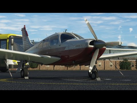 Flying the updated JustFlight Turbo Arrow III from Wycombe Air Park to London Oxford in MSFS