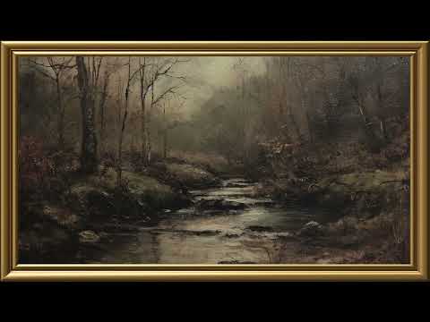 Vintage Moody Forest Painting | Gold Frame TV Art | Art Screensaver for TV | 1 Scene - 2 Hrs