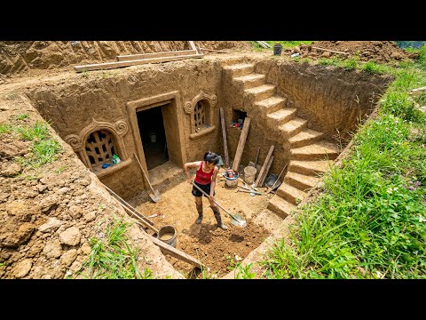 Building a New Underground House in the Forest as a Shelter Near the New Home