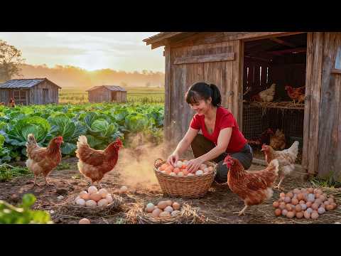 TIMELAPSE -- Harvesting 200Kg Giant Chicken Eggs, Go to Market Sell & Cooking Spicy Banana Soup