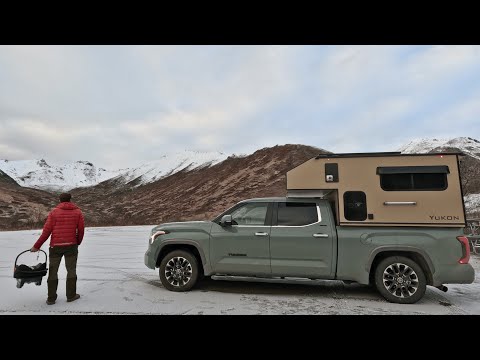 Cold weather test of the Yukon camper: Snow, baby, and 20°F