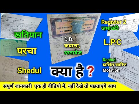 What is khatiyan, prescription, collateral, LPC. Filed Cancellation, What is Motion.Rasid.Schedul.