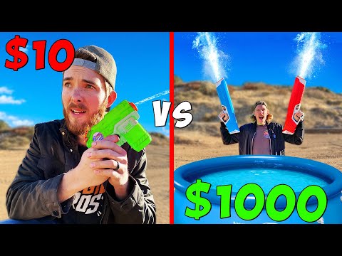 *WORLDS STRONGEST SQUIRT GUN* $10 vs $1000 Super Soakers Battle Royale Budget Challenge!