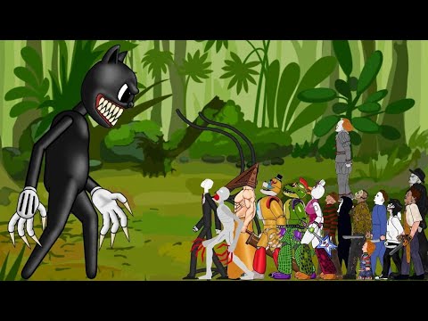 Cartoon Cat vs SLENDERMAN, Glamrock Animatronic Team, SCP, Pyramid Head, Jason, Freddy, Jeff & More