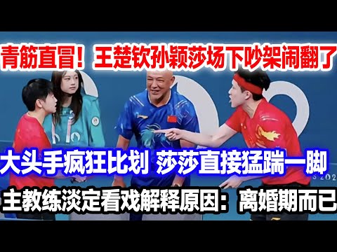 王楚钦孙颖莎场下吵翻了！大头疯狂比划，莎莎直接一脚。主教练淡定看戏：离婚期而已