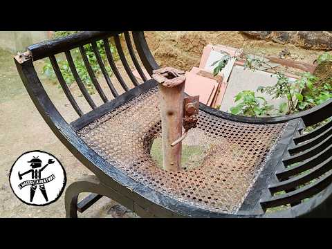 Restoration Rare Roman Curule chair (Hand-woven rush Cane)