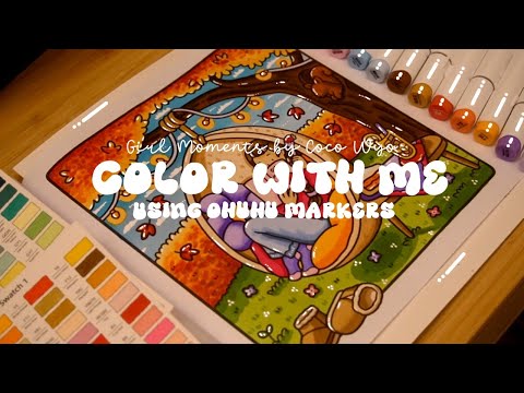 Color with me (ASMR) 🍓🍁 'Girl Moments' by Coco Wyo using Ohuhu markers 🌱✏️ #adultcoloring #asmr