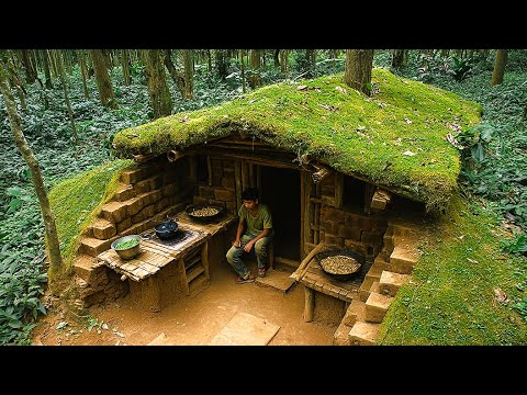 Primitive Survival: 30 Days Building A Cozy Stone And Wood Shelter In The Wild