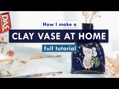 Air Dry Clay | HOW TO MAKE A VASE & ILLUSTRATE IT - clay pot