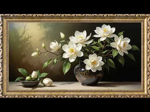16 Framed Flower Vases Paintings | 8 Hours of Relaxing Jazz | 4K TV Wallpapers