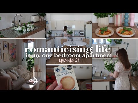 #22 romanticising life in my one bedroom apartment | morning, flowers, cooking & cosy moments