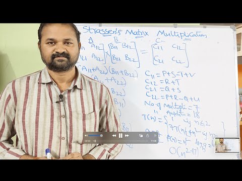 Strassen's Matrix Multiplication - Concept, Algorithm, Time Complexity || DAA || Divide and Conquer