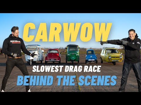 Slowest drag race in HISTORY! Carwow 3-Wheeler behind the scenes