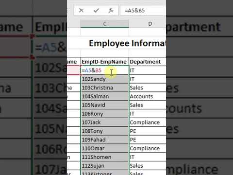 Combine 2 Columns Into 1 in Excel, Marge Data in Excel #short #combine