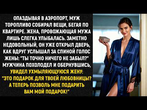 Опаздывая в аэропорт, муж торопливо собирал вещи, бегая по квартире. Жена, лишь слегка улыбалась...