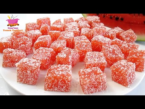 "Türk Lokumu". Evde karpuzlu lokum tarifi.🍉Yumuşak ve lezzetli👌 Lina'nın Yemek Tarifleri