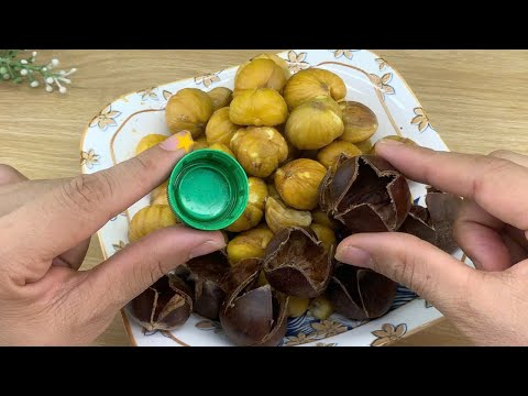 It Turns Out That Peeling Chestnut Shells Is So Simple; All You Need Is A Bottle Cap.