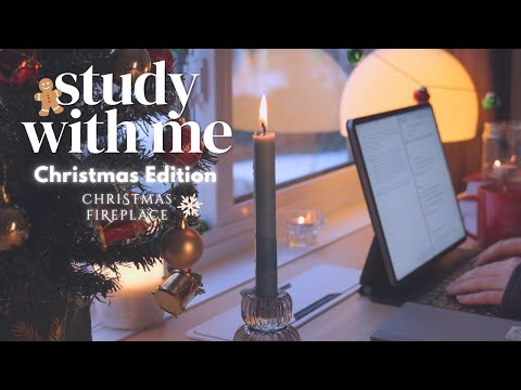 🎄 3-HOUR STUDY WITH ME ☃️ Christmas Edition | 🔥 Christmas Fireplace Ambience | Pomodoro 50/10