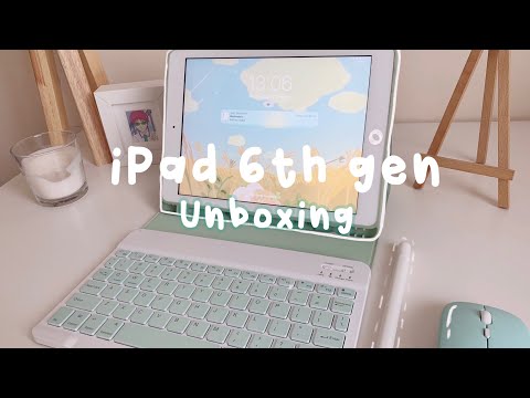 iPad 6 gold unboxing ☁️ Apple Pencil alternative + accessories (ASMR, calm music)