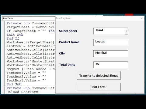Add Data to Specific Sheet from User Form - Advanced Excel VBA Userform
