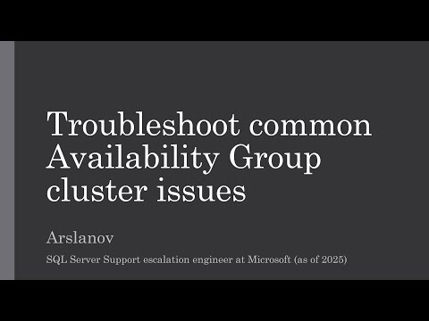 Troubleshoot common Availability Group cluster issues