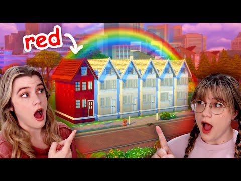 can we build a fully RED townhouse in the sims? | rainbow townhouses pt 1