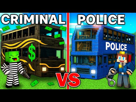 Mikey CRIMINAL vs JJ POLICE Bus Survival Battle in Minecraft (Maizen)