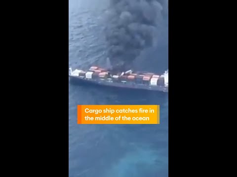 Cargo ship catches fire in the middle of the ocean