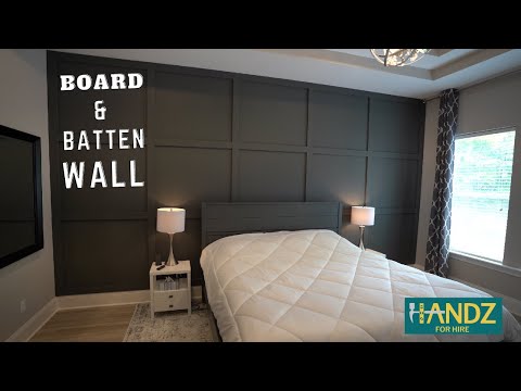 DIY Board and Batten Grid Accent Wall & Bedroom Makeover on a Budget
