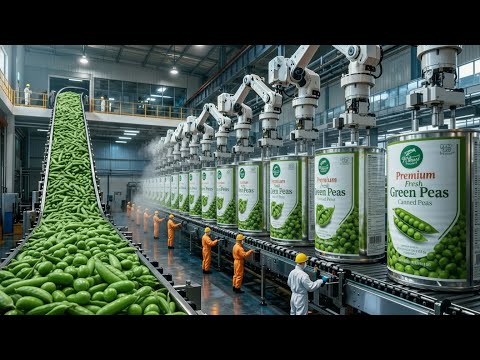 Inside a Canned Peas Factory: How Fresh Peas Are Harvested for Millions of Meals (Full Process) 🌱