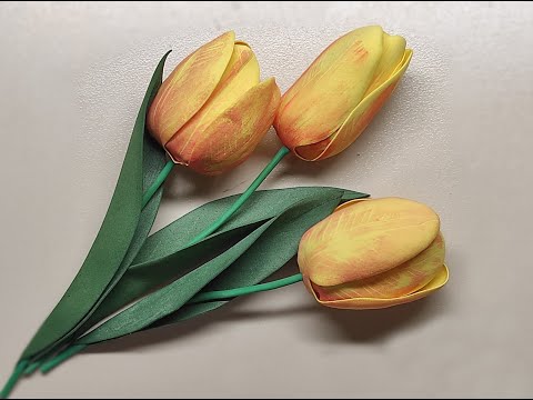Реалістичні тюльпани. Реалистичные тюльпаны из фоамирана без молдов. Flowers tulips from foam.