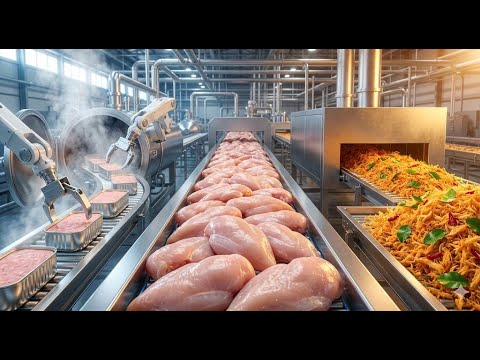 Inside a Modern Chicken Factory: From Broilers to Canned Luncheon Meat & Dried Shreds (Full Process)
