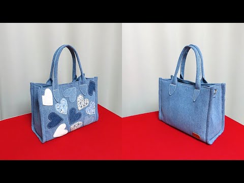 DIY"자투리 원단" 절대 버리지 마세요! "명품백"이 될 수 있어요!/"heart applique" tote bag/made of old jeans