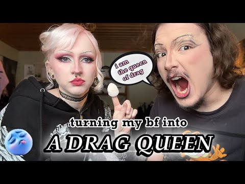 DRAG MAKEUP on my boyfriend (pls dont judge my skills i tried)