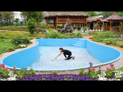 TIME LAPSE --120 Days to Build a Swimming Pool, Build Front Yard, Gate, Concrete Road /finish
