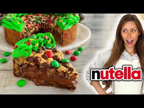 Best Ever Festive Nutella Cookie Pie | So Easy