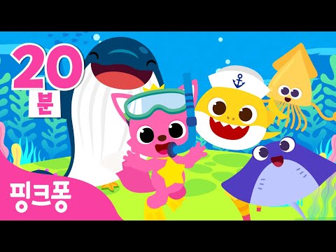 [신곡포함] 핑크퐁 아기상어와 바다 탐험을 떠나요 🌊 | +모음집 | 상어가족, 바다 랩, 무서운 얼굴 콘테스트 외 | 바다동물동요 | 핑크퐁! 인기동요