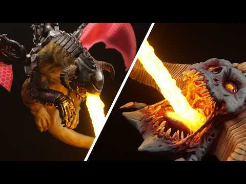 I made a Dragon breathing fire down a Demon's throat