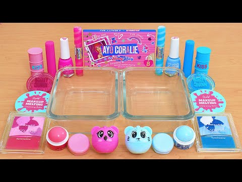 Pink vs Blue - Mixing Makeup Eyeshadow Into Slime ASMR