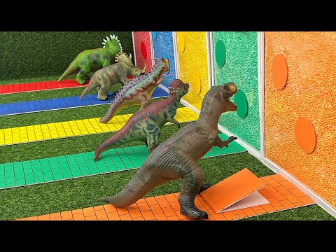 Aprende Nombres de Dinosaurios para Niños con Bolas de Colores Tiranosaurio Rex Carnotaurus Sinocera