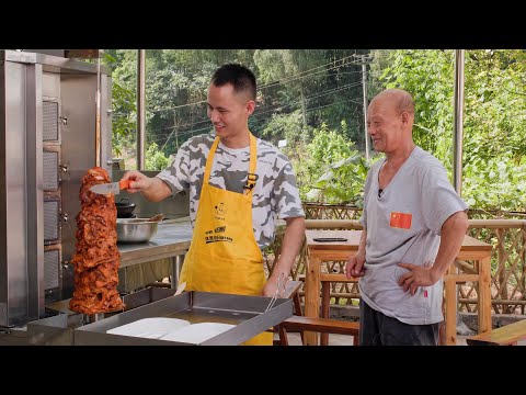 Chef Wang try the Kebab grill machine for the first time, Uncle loves it so much!