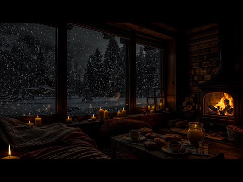 Peaceful Winter Retreat ❄️ A Blazing Fireplace and Snowy Landscape Provide the Perfect Relaxation