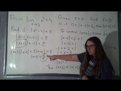 Using the epsilon-delta defintion of a limit for a quadratic function