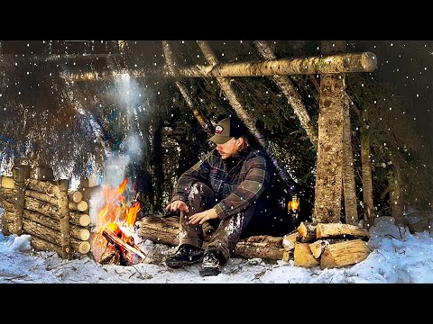 Building Secret Hidden Survival Shelter, Lost in the Wild Bushcraft, Fire Wall