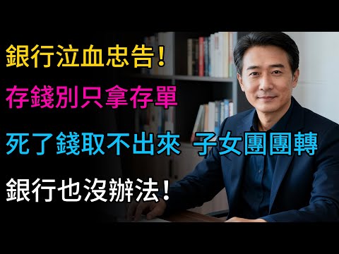 親生兒女拿着父親的存單、身份證和密碼，去銀行卻一分錢都取不出來！老人突然離世，百萬存款被銀行凍結。只因爲少做一步，子女就得湊齊所有人、跑斷腿、等上半年才能拿到本屬於自己的錢。#健康之道 #養老